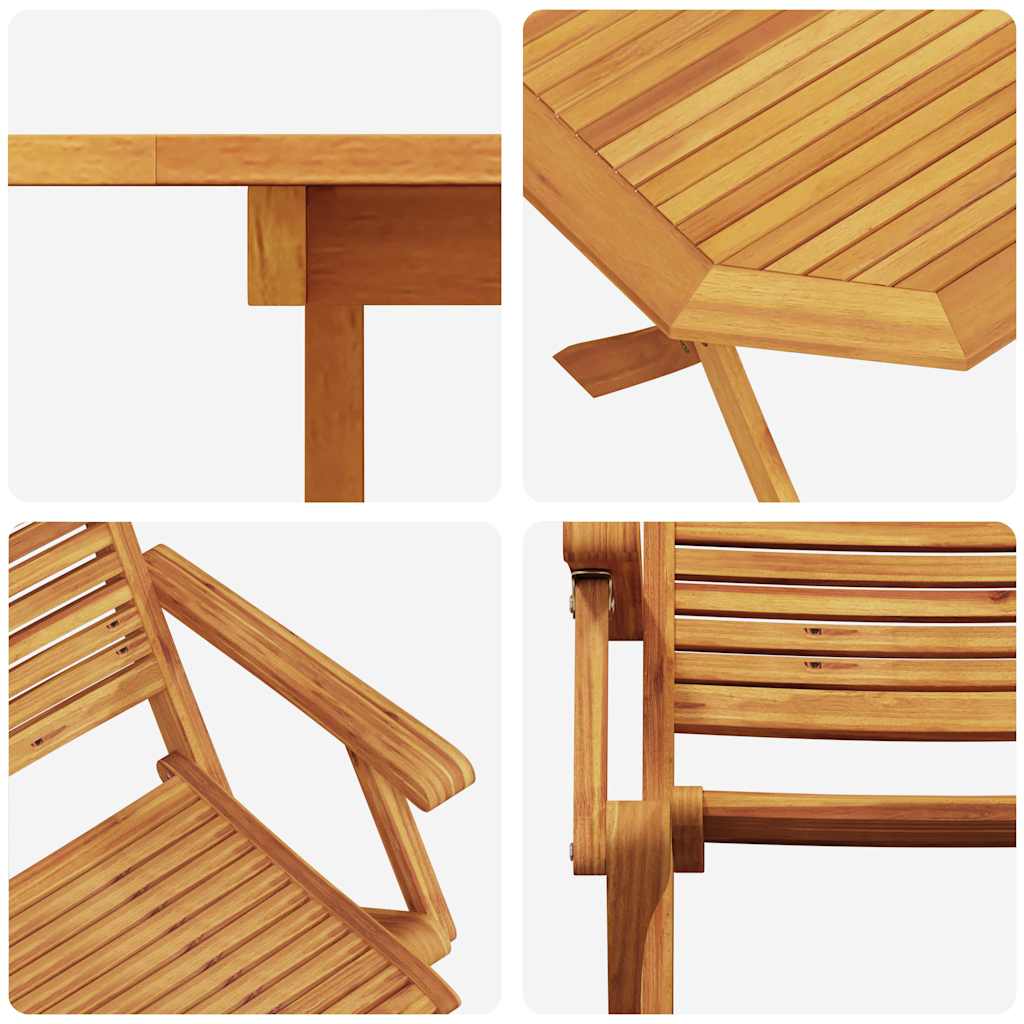 Garden Dining Set Folding 7 pcs Brown Solid Acacia Wood