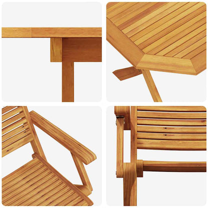 Garden Dining Set Folding 7 pcs Brown Solid Acacia Wood