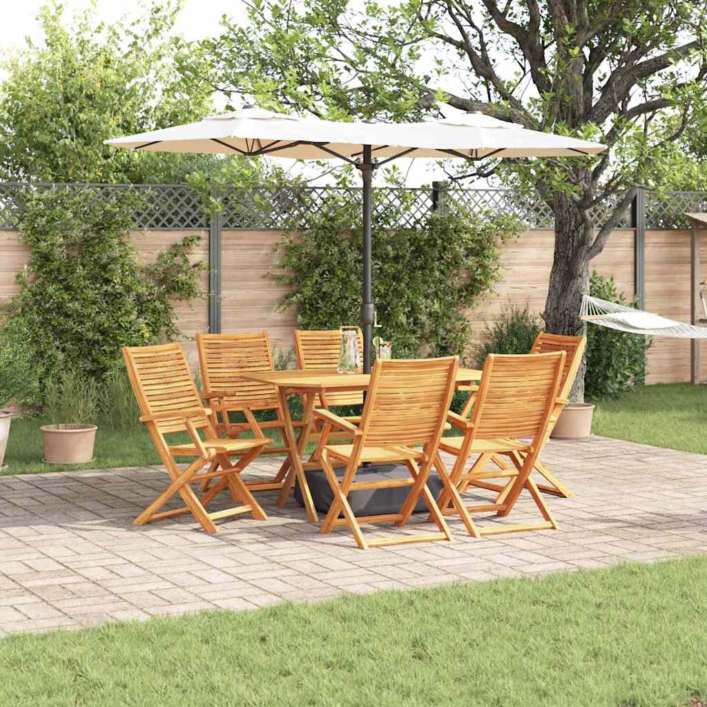 Garden Dining Set Folding 7 pcs Brown Solid Acacia Wood