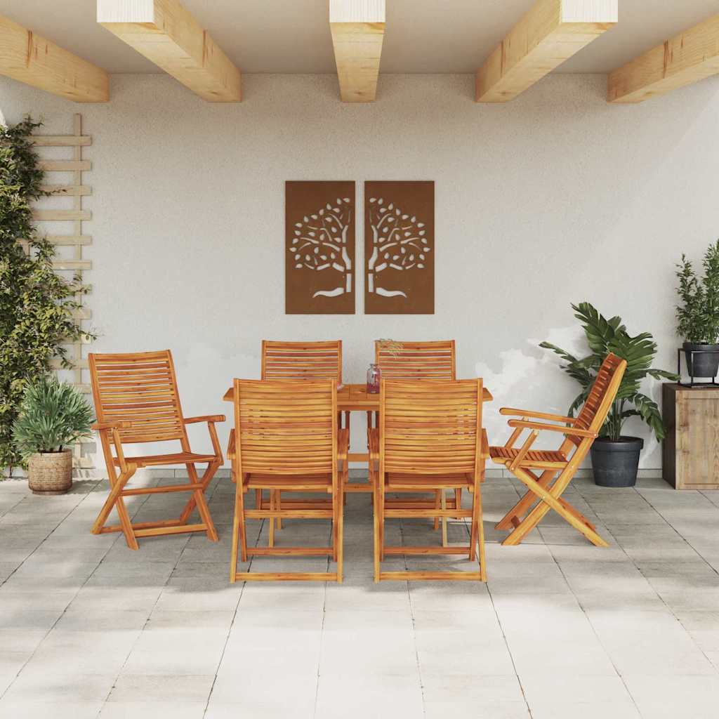 Garden Dining Set Folding 7 pcs Brown Solid Acacia Wood