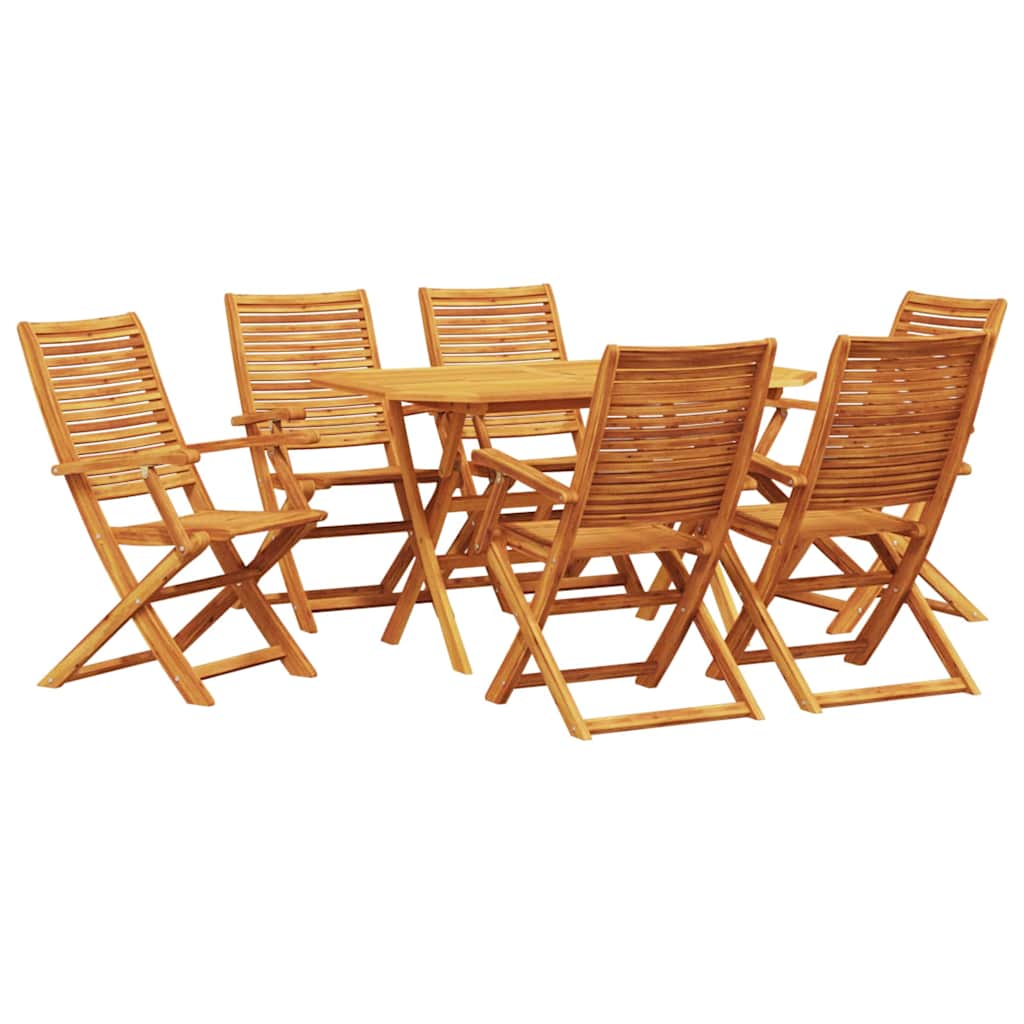 Garden Dining Set Folding 7 pcs Brown Solid Acacia Wood