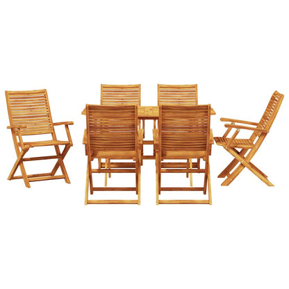Garden Dining Set Folding 7 pcs Brown Solid Acacia Wood