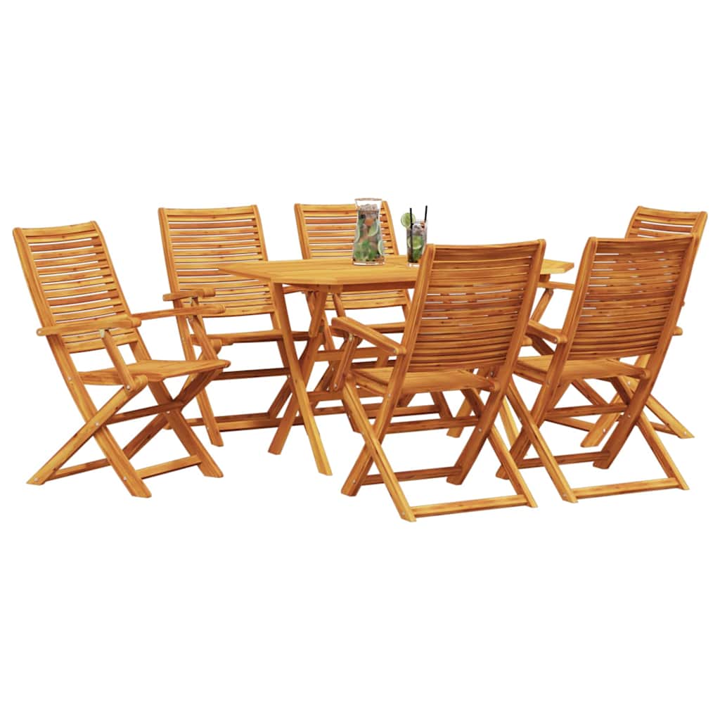 Garden Dining Set Folding 7 pcs Brown Solid Acacia Wood