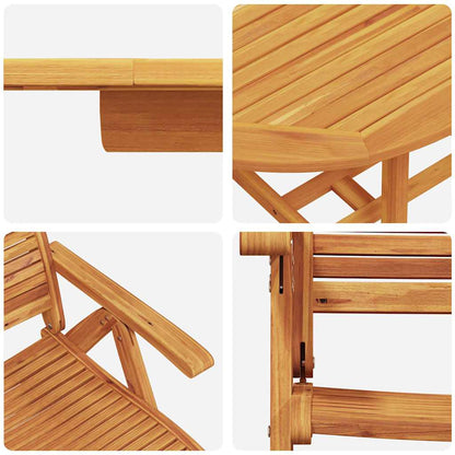 Garden Dining Set Folding 5 pcs Brown Solid Acacia Wood