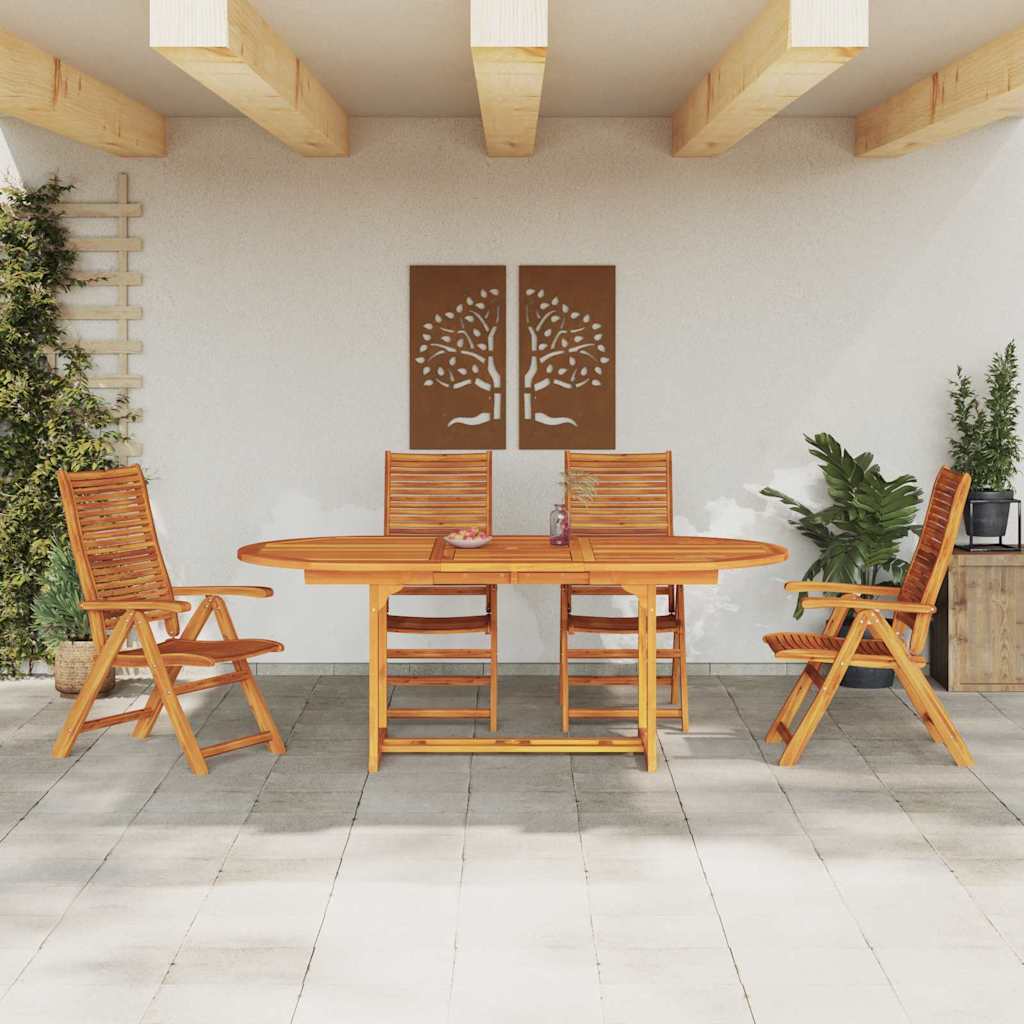 Garden Dining Set Folding 5 pcs Brown Solid Acacia Wood