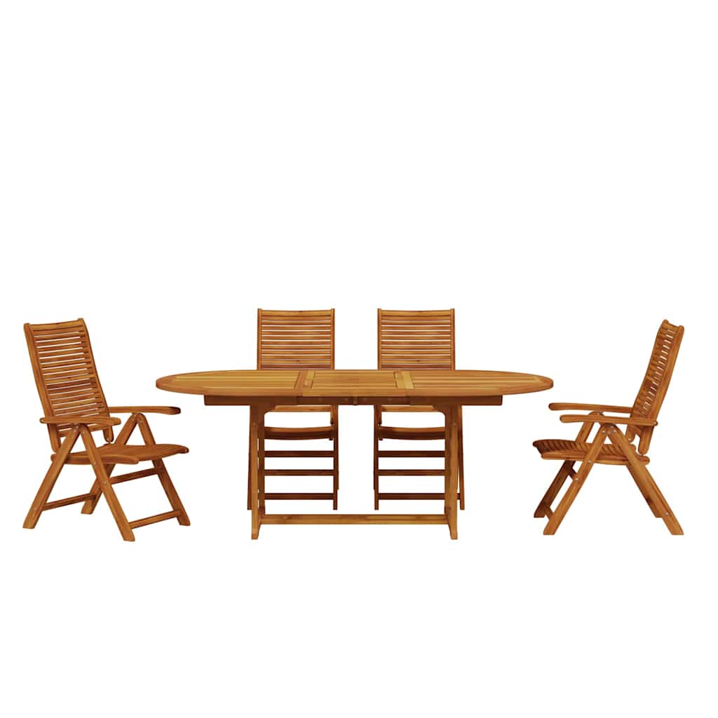 Garden Dining Set Folding 5 pcs Brown Solid Acacia Wood
