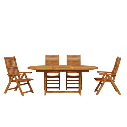 Garden Dining Set Folding 5 pcs Brown Solid Acacia Wood