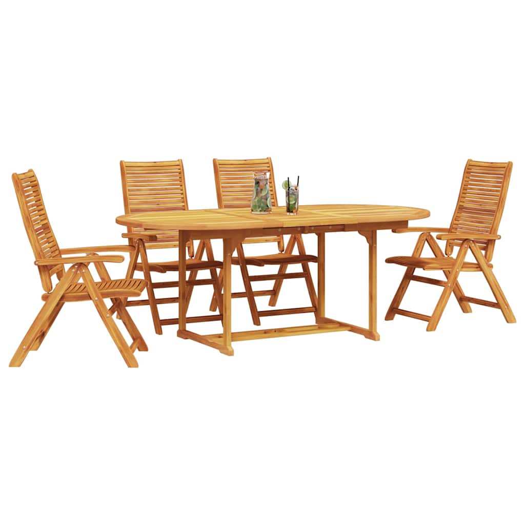 Garden Dining Set Folding 5 pcs Brown Solid Acacia Wood