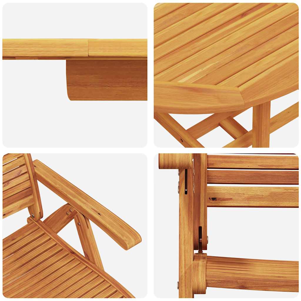 Garden Dining Set Folding 7 pcs Brown Solid Acacia Wood