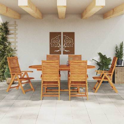 Garden Dining Set Folding 7 pcs Brown Solid Acacia Wood