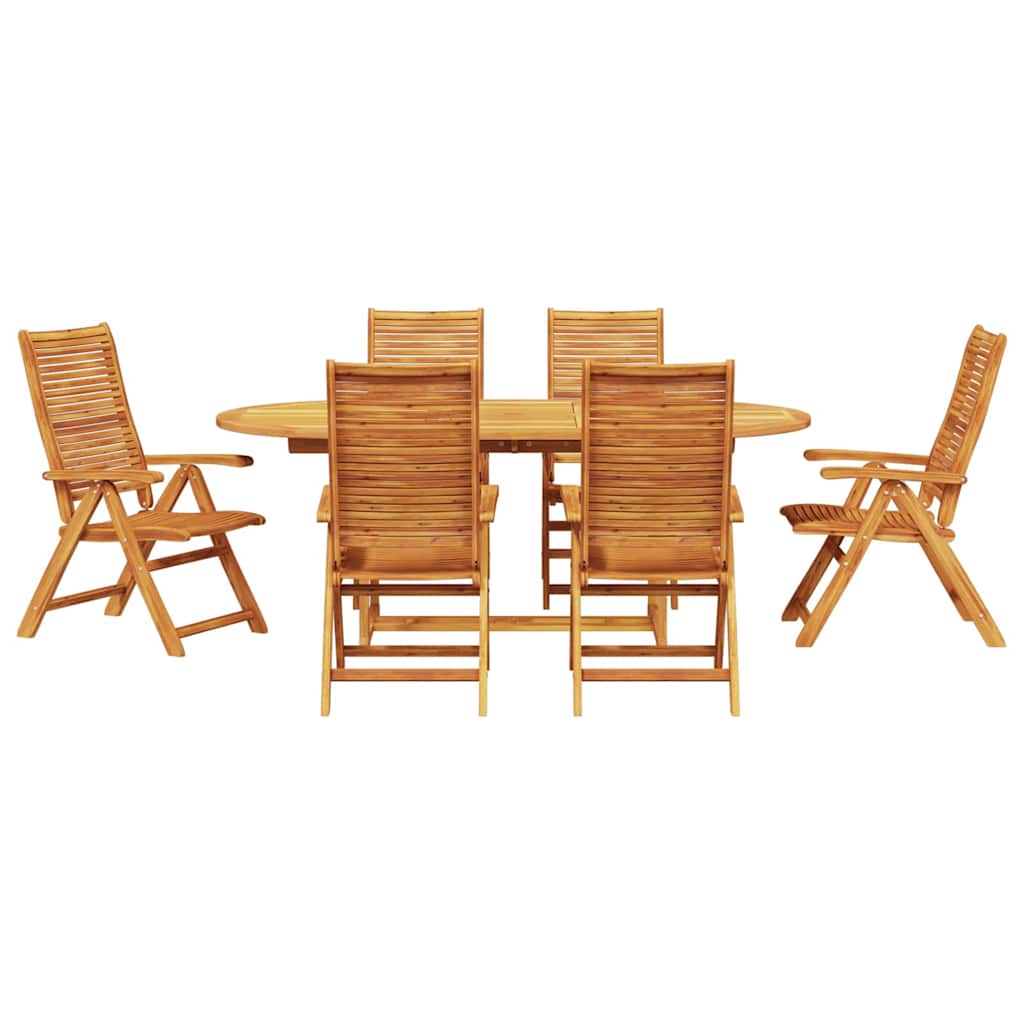 Garden Dining Set Folding 7 pcs Brown Solid Acacia Wood