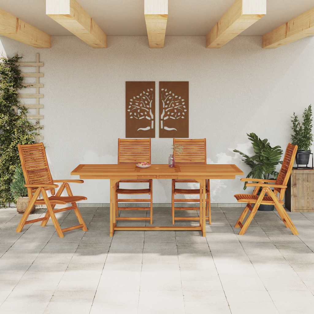 Garden Dining Set Folding 5 pcs Brown Solid Acacia Wood