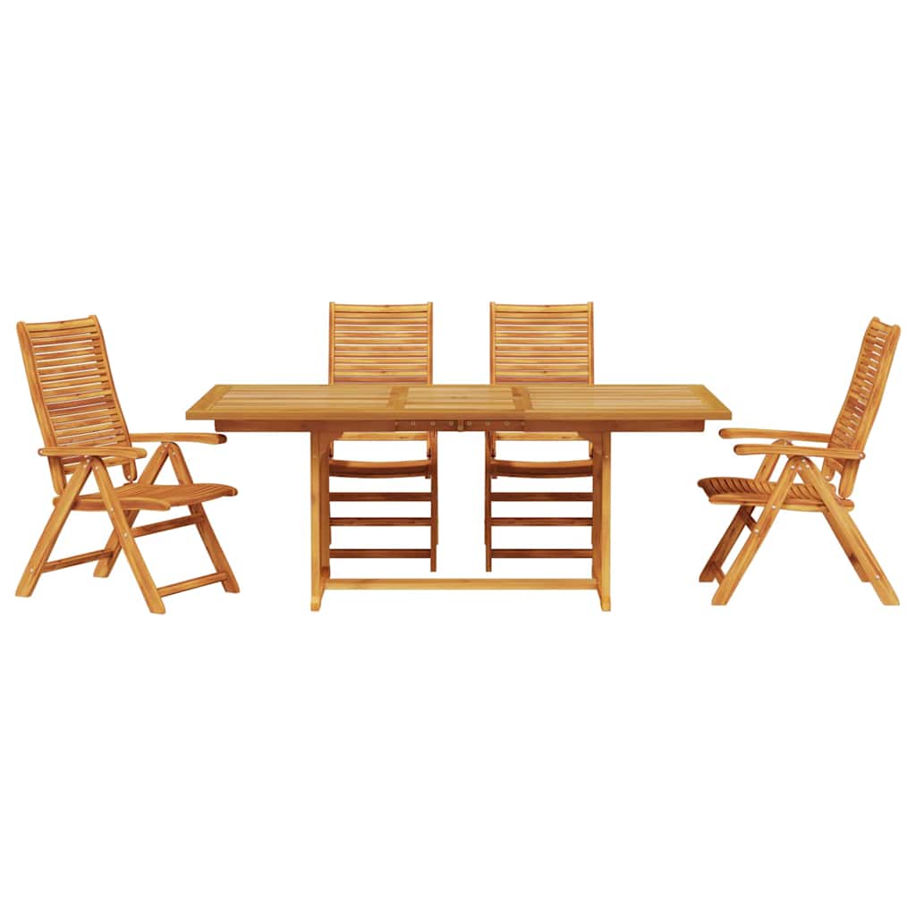 Garden Dining Set Folding 5 pcs Brown Solid Acacia Wood