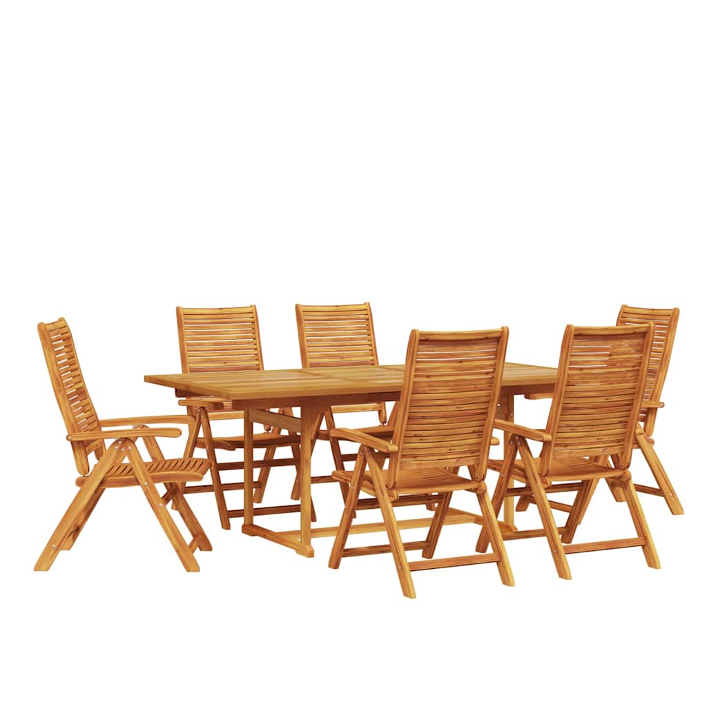 Garden Dining Set Folding 7 pcs Brown Solid Acacia Wood