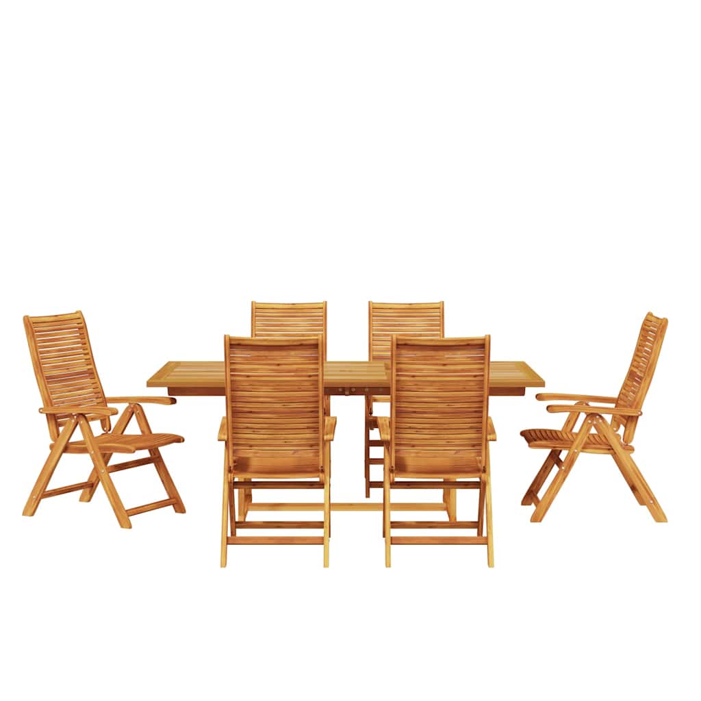 Garden Dining Set Folding 7 pcs Brown Solid Acacia Wood