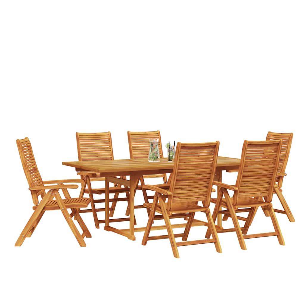 Garden Dining Set Folding 7 pcs Brown Solid Acacia Wood