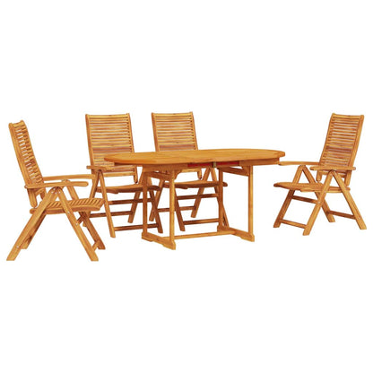 Garden Dining Set Folding 5 pcs Brown Solid Acacia Wood