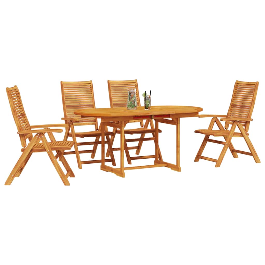 Garden Dining Set Folding 5 pcs Brown Solid Acacia Wood