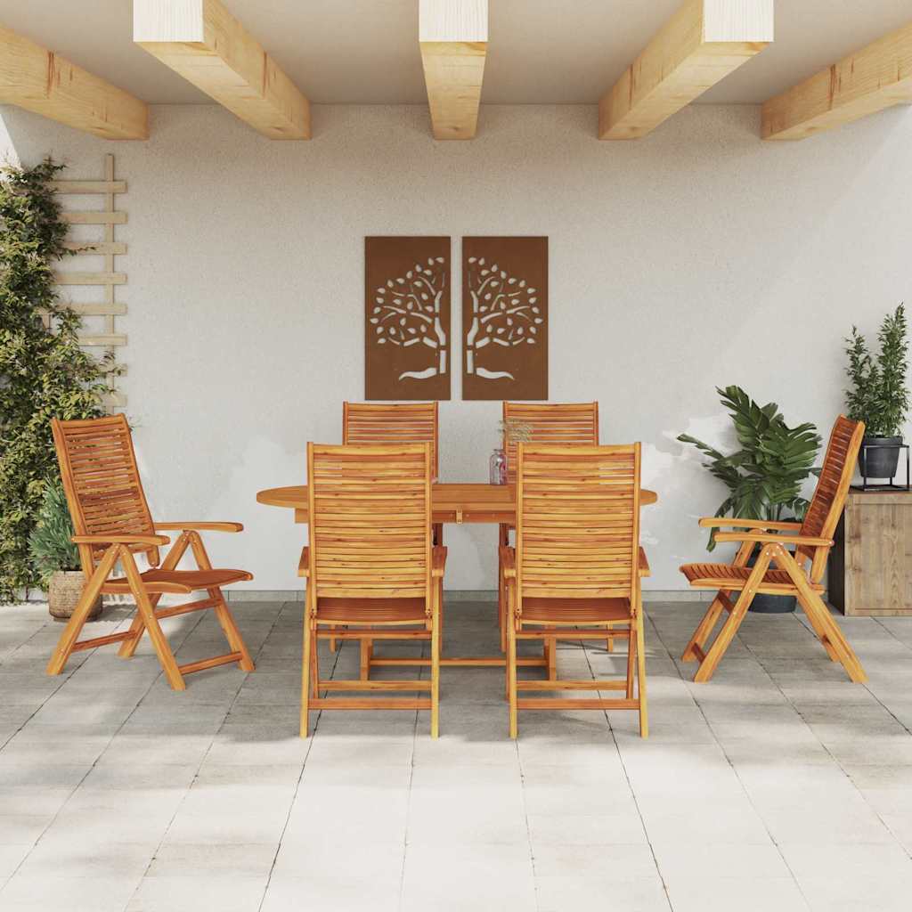 Garden Dining Set Folding 7 pcs Brown Solid Acacia Wood