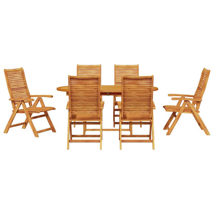 Garden Dining Set Folding 7 pcs Brown Solid Acacia Wood