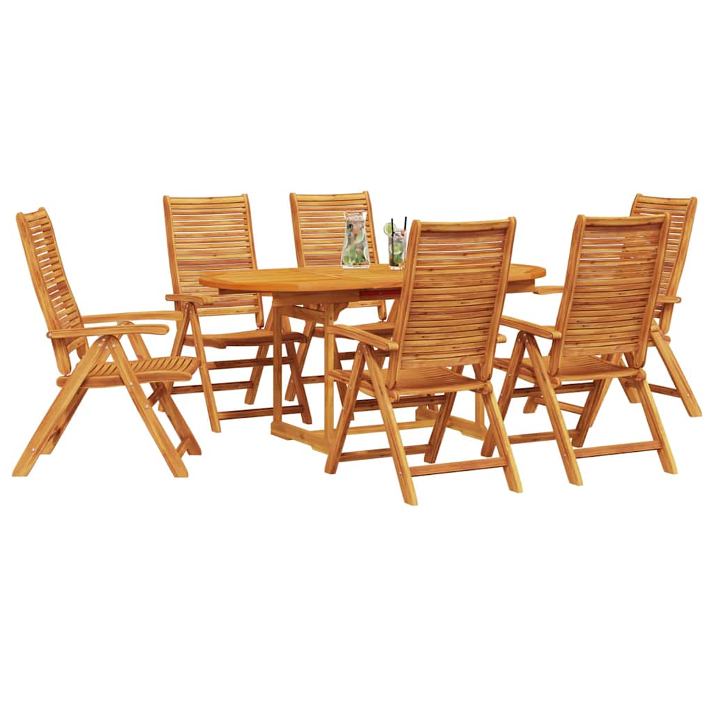 Garden Dining Set Folding 7 pcs Brown Solid Acacia Wood