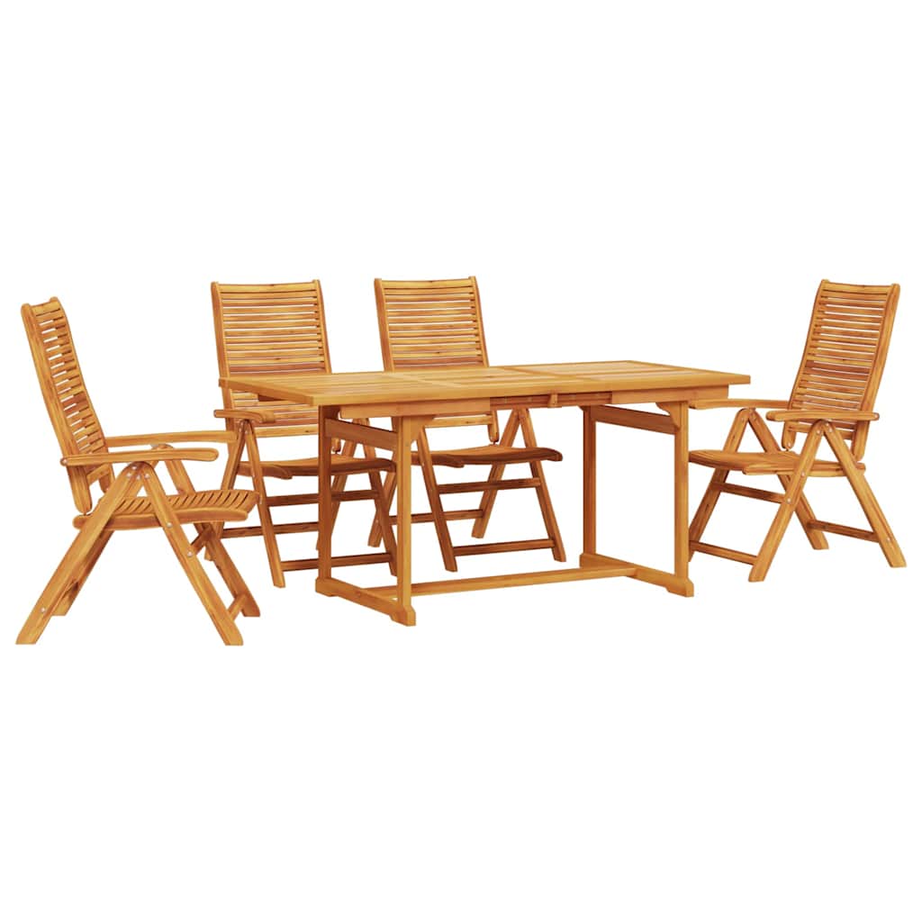 Garden Dining Set Folding 5 pcs Brown Solid Acacia Wood
