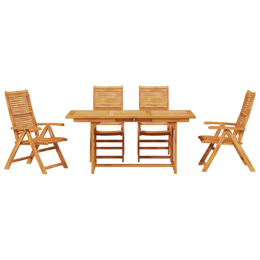 Garden Dining Set Folding 5 pcs Brown Solid Acacia Wood