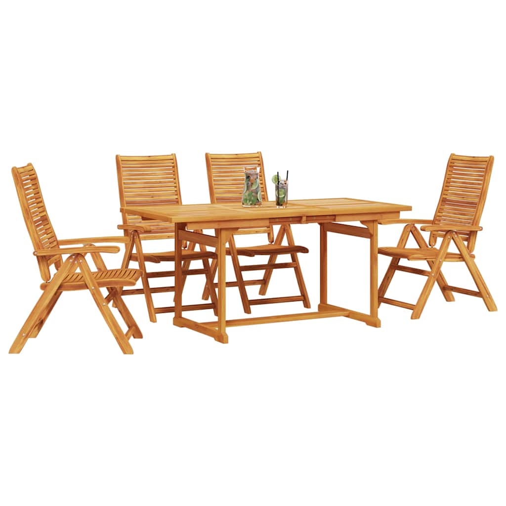 Garden Dining Set Folding 5 pcs Brown Solid Acacia Wood