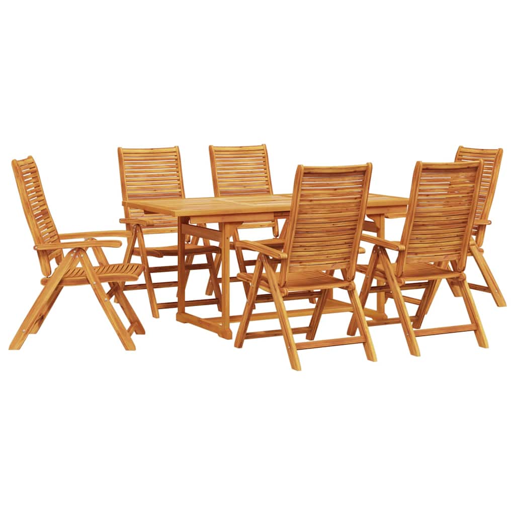 Garden Dining Set Folding 7 pcs Brown Solid Acacia Wood
