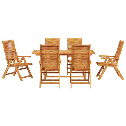 Garden Dining Set Folding 7 pcs Brown Solid Acacia Wood