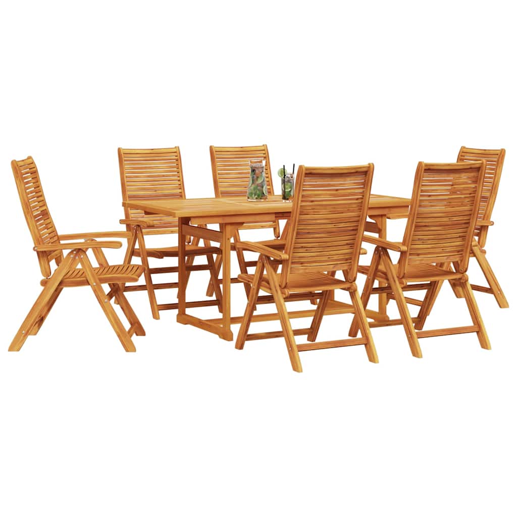 Garden Dining Set Folding 7 pcs Brown Solid Acacia Wood