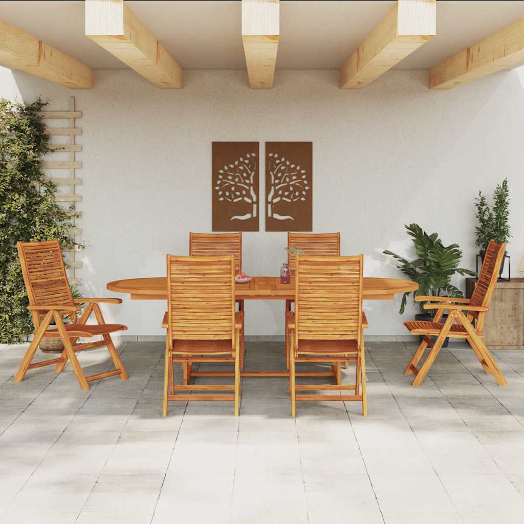Garden Dining Set Folding 7 pcs Brown Solid Acacia Wood