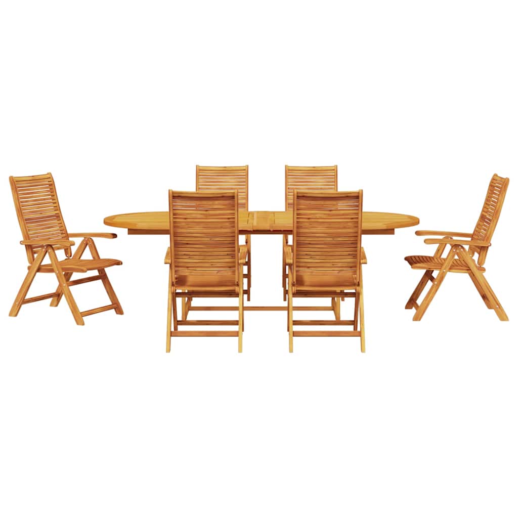 Garden Dining Set Folding 7 pcs Brown Solid Acacia Wood