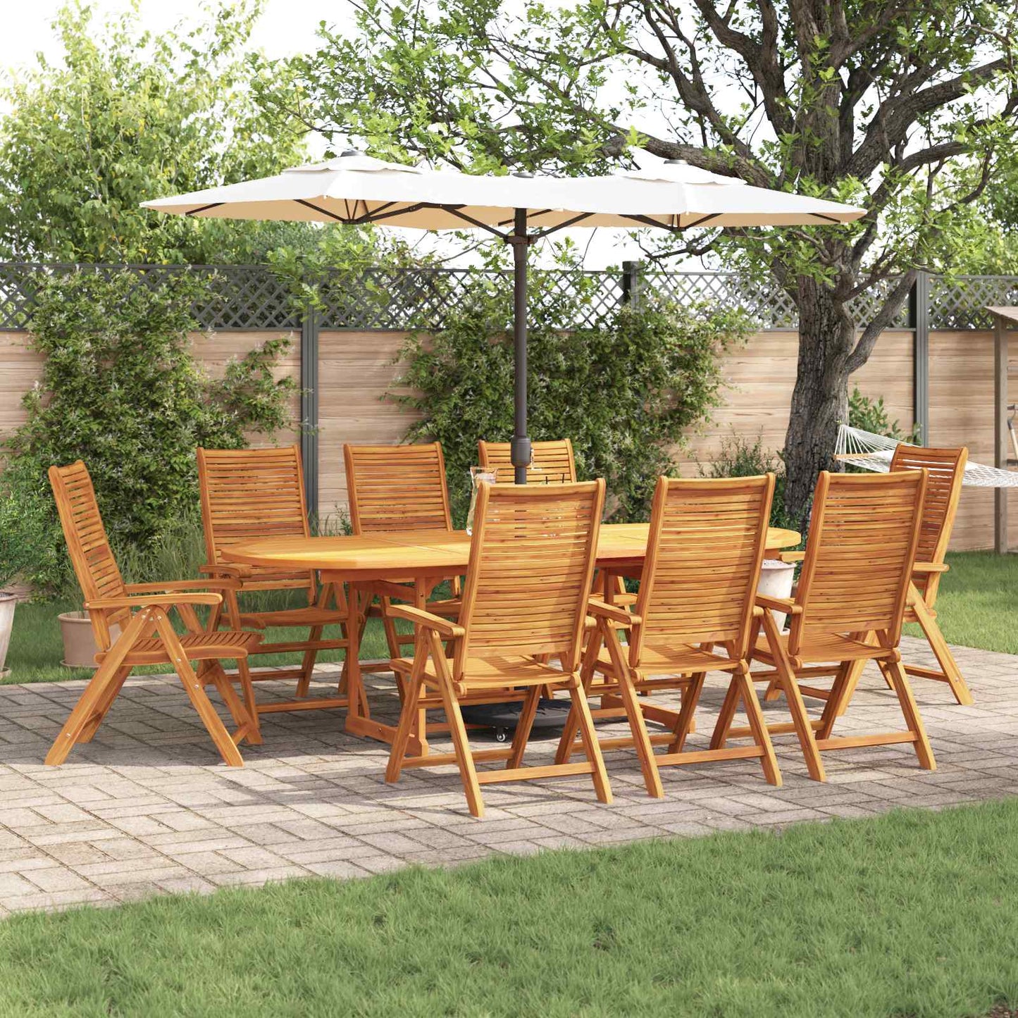 Garden Dining Set Folding 9 pcs Brown Solid Acacia Wood