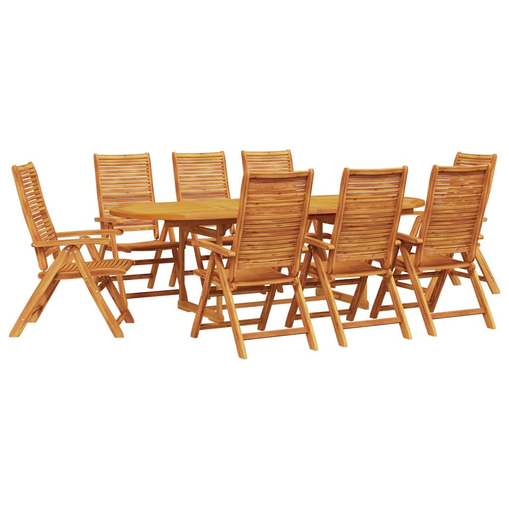 Garden Dining Set Folding 9 pcs Brown Solid Acacia Wood
