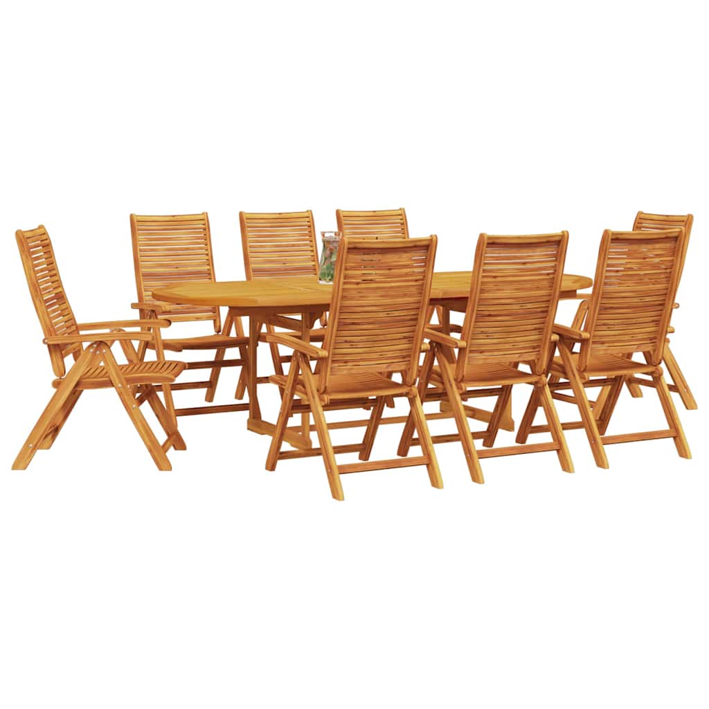 Garden Dining Set Folding 9 pcs Brown Solid Acacia Wood