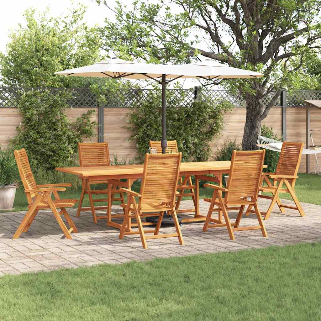 Garden Dining Set Folding 7 pcs Brown Solid Acacia Wood