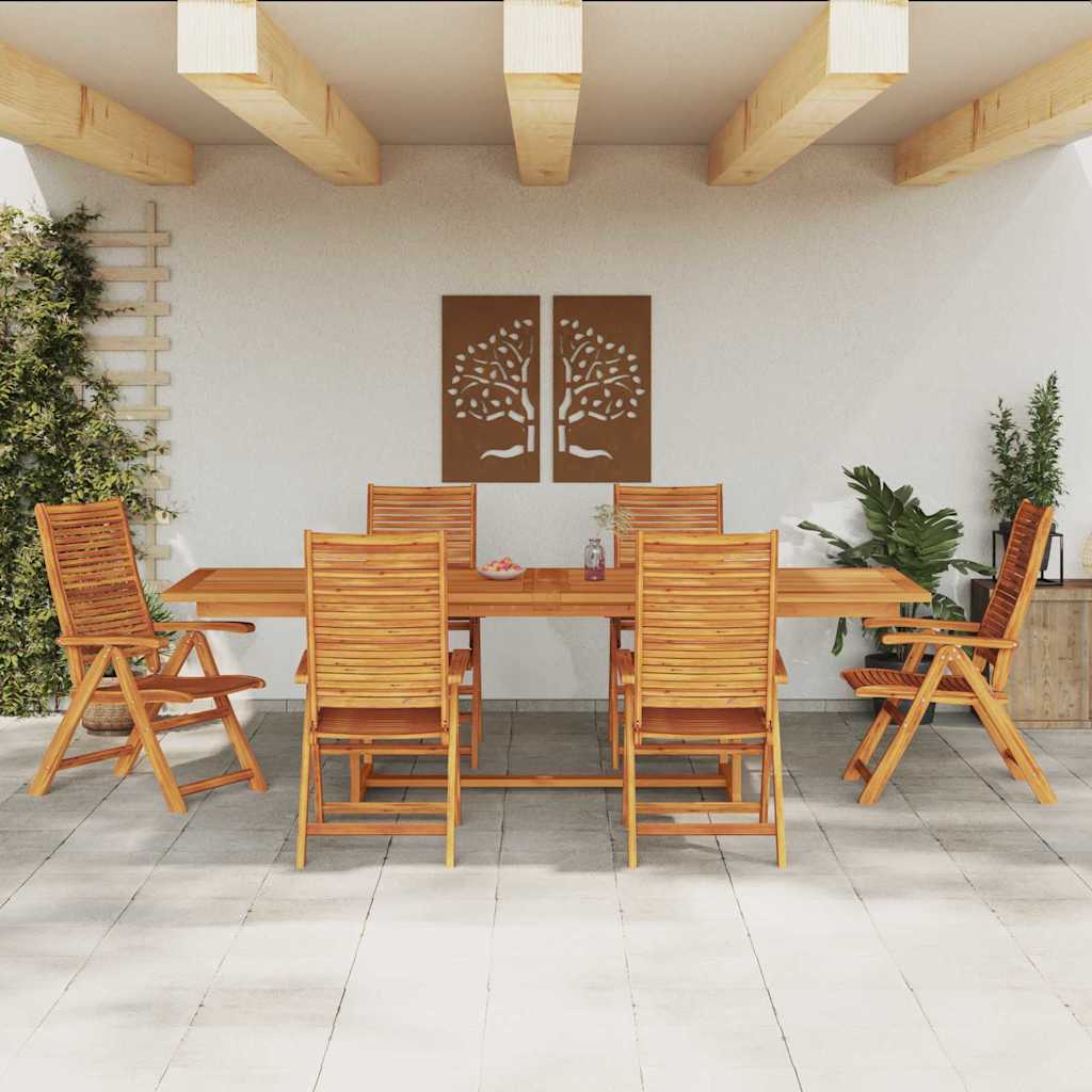 Garden Dining Set Folding 7 pcs Brown Solid Acacia Wood