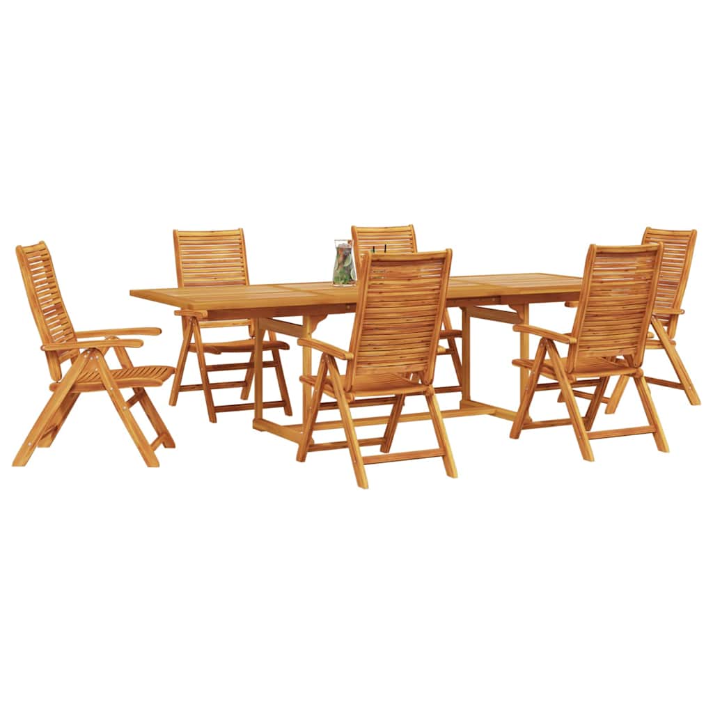 Garden Dining Set Folding 7 pcs Brown Solid Acacia Wood