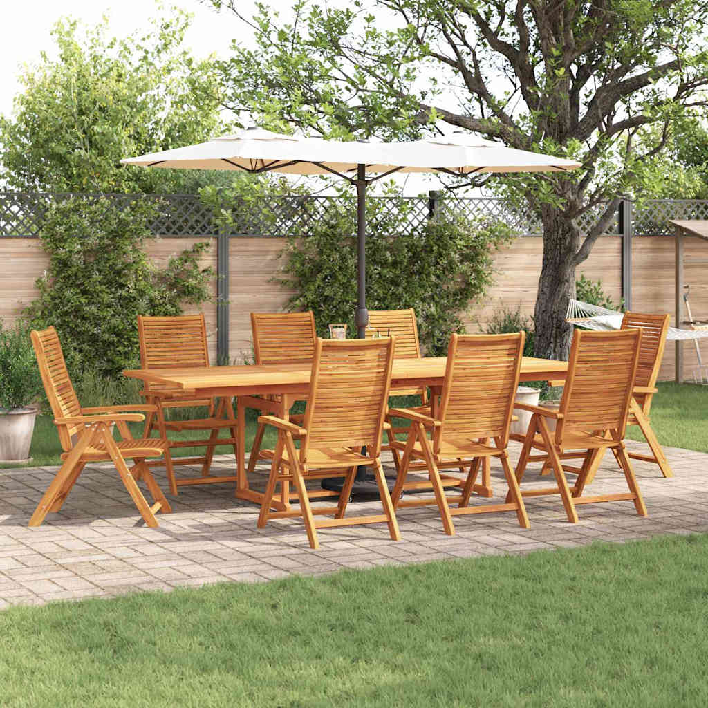 Garden Dining Set Folding 9 pcs Brown Solid Acacia Wood