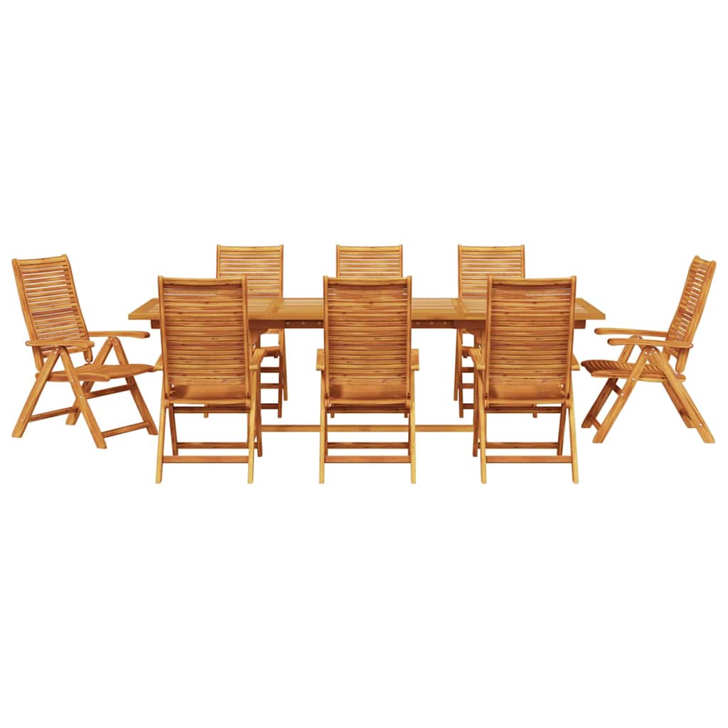 Garden Dining Set Folding 9 pcs Brown Solid Acacia Wood