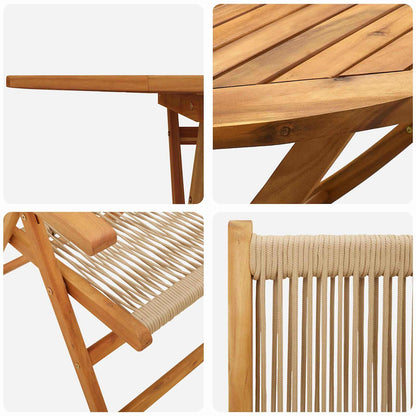Garden Dining Set 5 pcs Beige Solid Acacia Wood