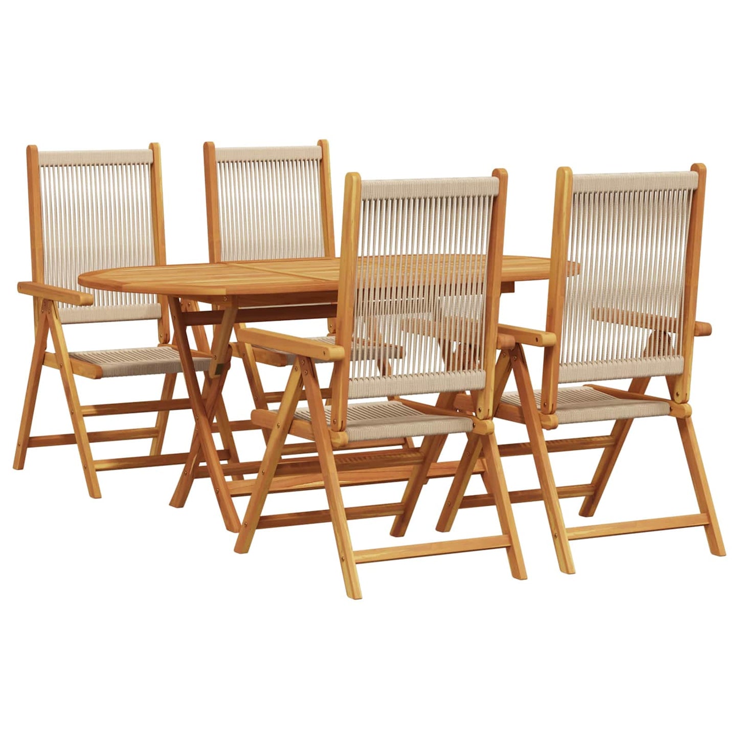 Garden Dining Set 5 pcs Beige Solid Acacia Wood