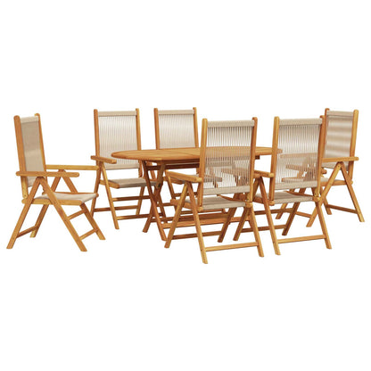 Garden Dining Set 7 pcs Beige Solid Acacia Wood