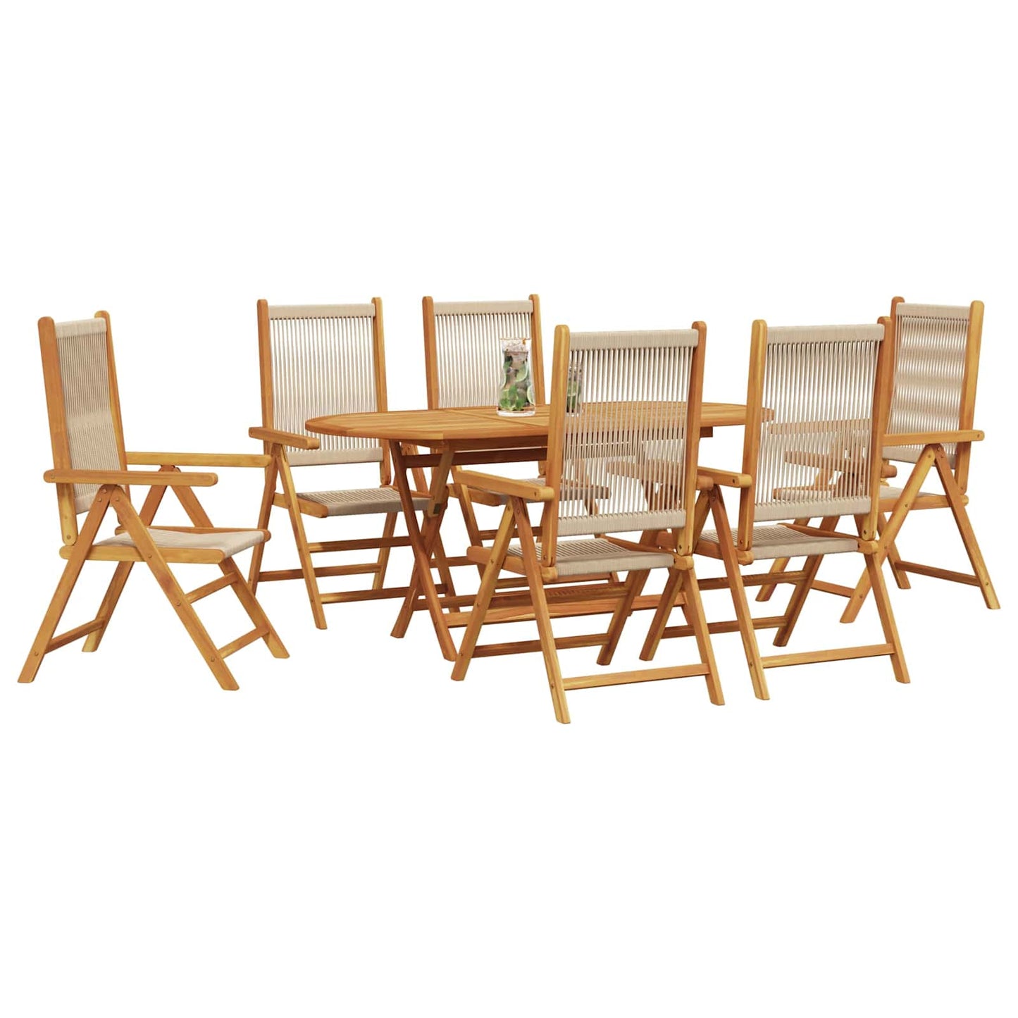 Garden Dining Set 7 pcs Beige Solid Acacia Wood