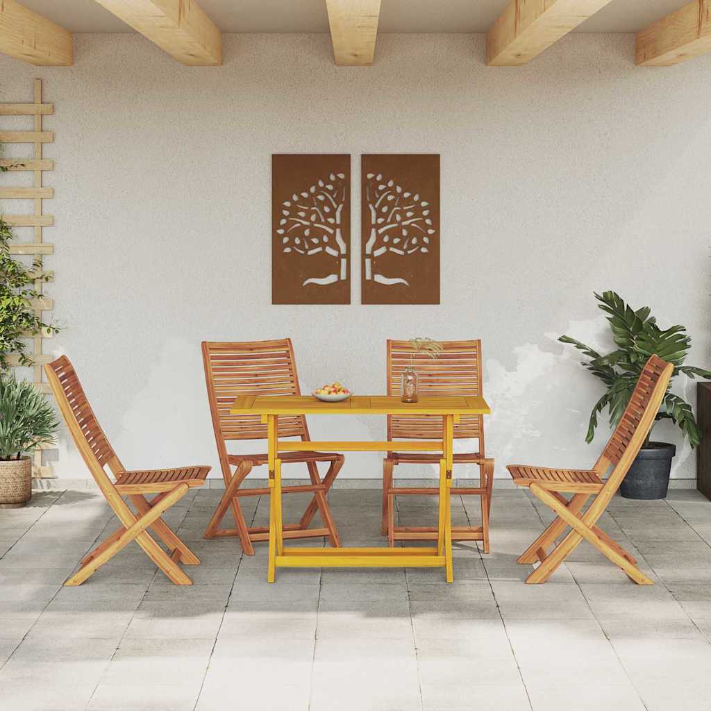 Garden Dining Set 5 pcs Brown Solid Acacia Wood