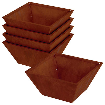 Garden Planter 5 pcs Rusty 35 x 35 x 15 cm Weathering Steel
