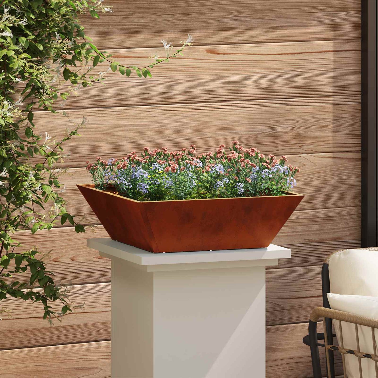 Garden Planter 5 pcs Rusty 50 x 50 x 15 cm Weathering Steel