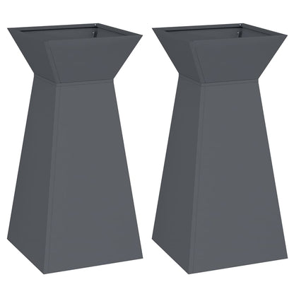 Pillar Planter 2 pcs Anthracite 35 x 35 x 73 cm