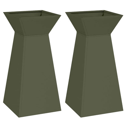 Pillar Planter 2 pcs Olive 35 x 35 x 73 cm